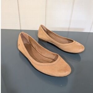Frye Carson Ballet Flats Tan Leather Round Toe Shoes 8M 3472361-SND